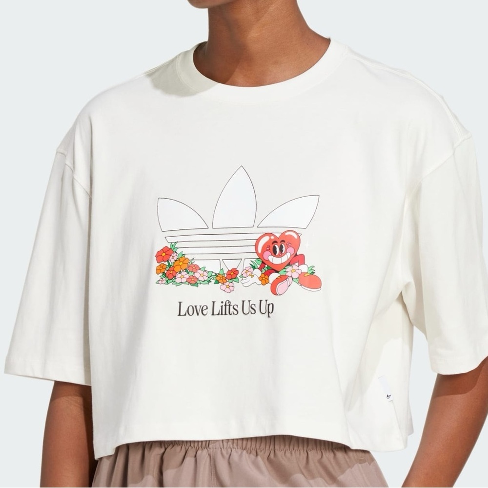 Adidas Originals Made by Nelson Women's Graphic Cropped T-shirt Patchwork XL